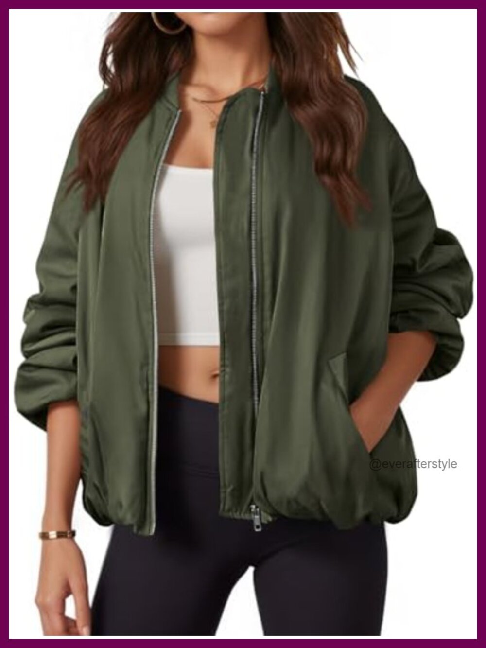 Women's Oversized Quilted Bomber Jacket Lightweight Puffer